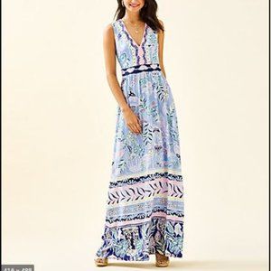 Lilly Pulitzer McKinley Maxi Dress Blue Peri Lapis Lanterns - Size 4